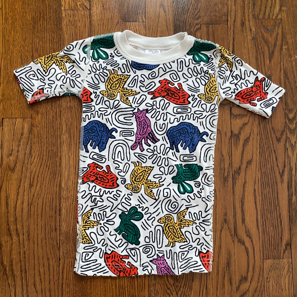 Hanna Andersson Forest Radicals Pajama Top  Short Sleeve Size 6-7 120cm PJ Shirt